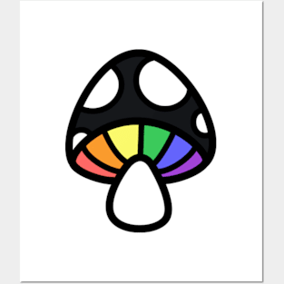 Rainbow Mushroom Discrete Pride Flag Posters and Art